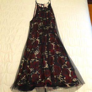 red and black floral spaghetti strap dress
